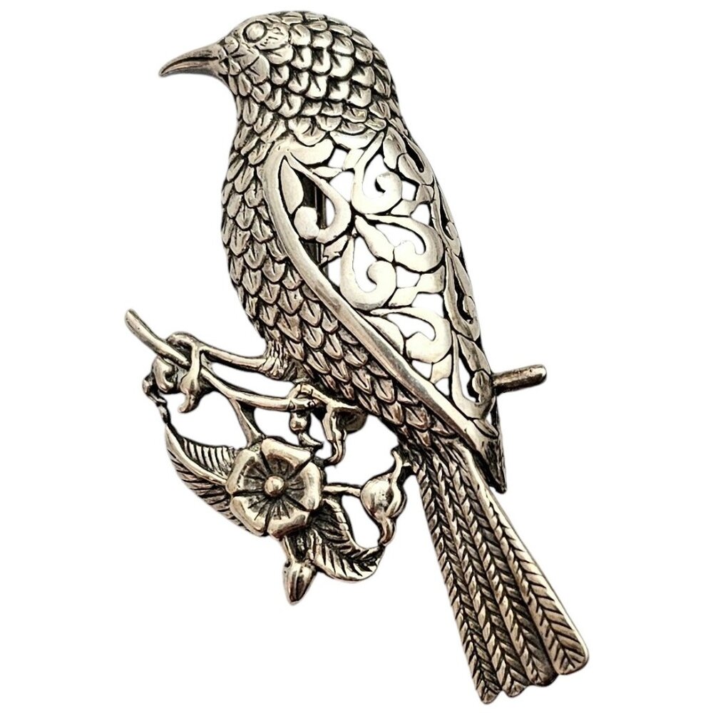 Jezlaine Sterling Silver Bird Brooch Pin, Signed L581